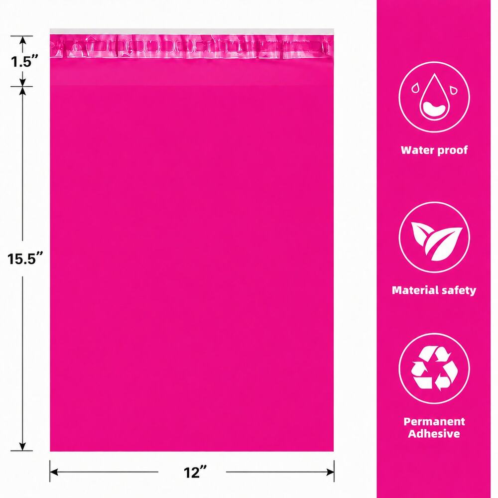 POLY MAILERS PINK (15 PACK) 12x15.5 SELF SEAL SHIPPING BAGS MAILING BAGS NEW - Picture 2 of 4